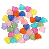 100pc Heart Acrylic Beads Multicolor Transparent Frosted Beads 13mm x 12mm
