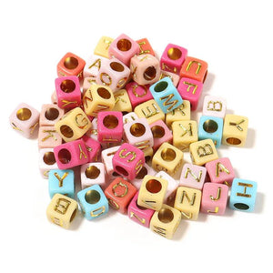 500PCS 5.5mm Colorful Square Letter Spacer Charm Beads Acrylic Beads DIY Jewelry