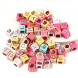 500PCS 5.5mm Colorful Square Letter Spacer Charm Beads Acrylic Beads DIY Jewelry