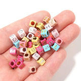 500PCS 5.5mm Colorful Square Letter Spacer Charm Beads Acrylic Beads DIY Jewelry