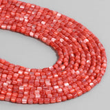 3mm Red Mother of Pearl Shell Column Beads for Jewelry Making