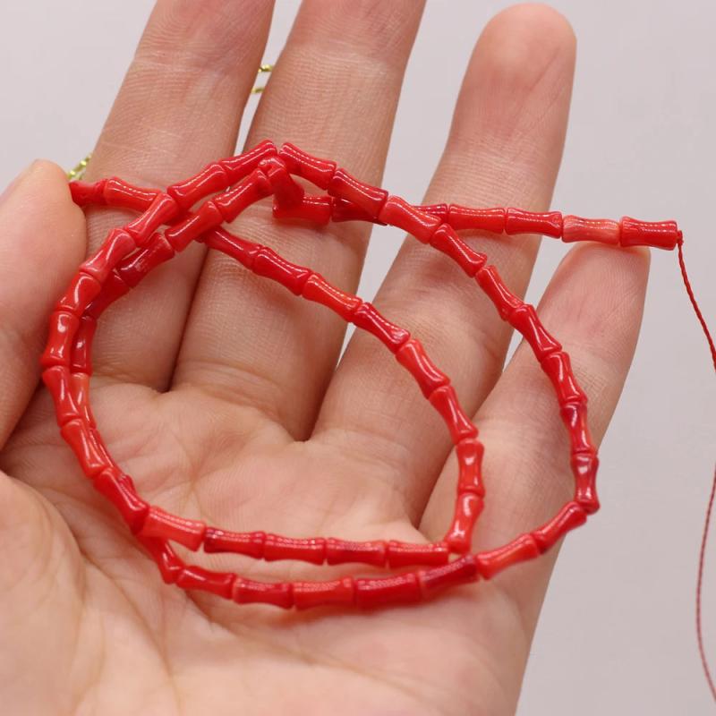 Bamboo-Shaped Coral Beads Isolation Bead for Jewelry Making 3x7mm