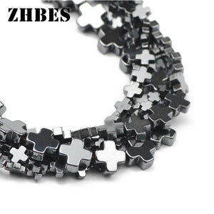 Hematite Stone Jesus Cross Spacers Beads for Jewelry Making