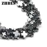 Hematite Stone Jesus Cross Spacers Beads for Jewelry Making