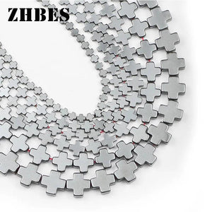 Hematite Stone Jesus Cross Spacers Beads for Jewelry Making
