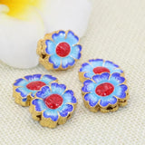 Enamel Cloisonne Flower Spacers Beads for DIY Jewelry 5pcs
