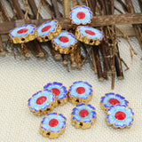 Enamel Cloisonne Flower Spacers Beads for DIY Jewelry 5pcs