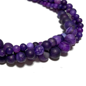 Matte Purple Dragon Vein Agate Round Stone Beads 6/8/10MM