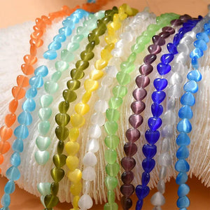 8mm Heart Opal Cat's Eye Beads for Jewelry Making