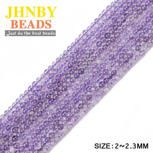 2mm Small Purple Round Natural Stone Loose Beads for Jewelry Making