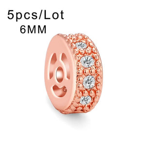 5Pcs 6/7/8mm Brass CZ Wheel Spacer Charms Beads DIY Jewelry Accessories