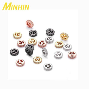 5Pcs 6/7/8mm Brass CZ Wheel Spacer Charms Beads DIY Jewelry Accessories