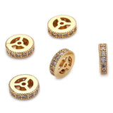 5Pcs 6/7/8mm Brass CZ Wheel Spacer Charms Beads DIY Jewelry Accessories