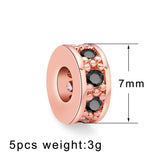5Pcs 6/7/8mm Brass CZ Wheel Spacer Charms Beads DIY Jewelry Accessories