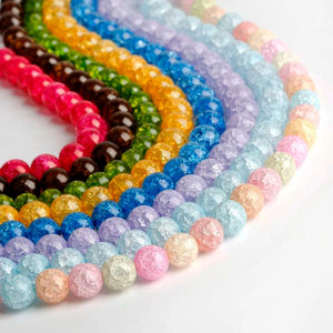10mm Crackle Glass Crystal Spacer Beads Jewelry Making Strand 15.5'