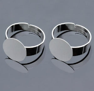 30pcs 10mm Copper Adjustable Ring Settings Blank/Base Silver Plated DIY Jewelry