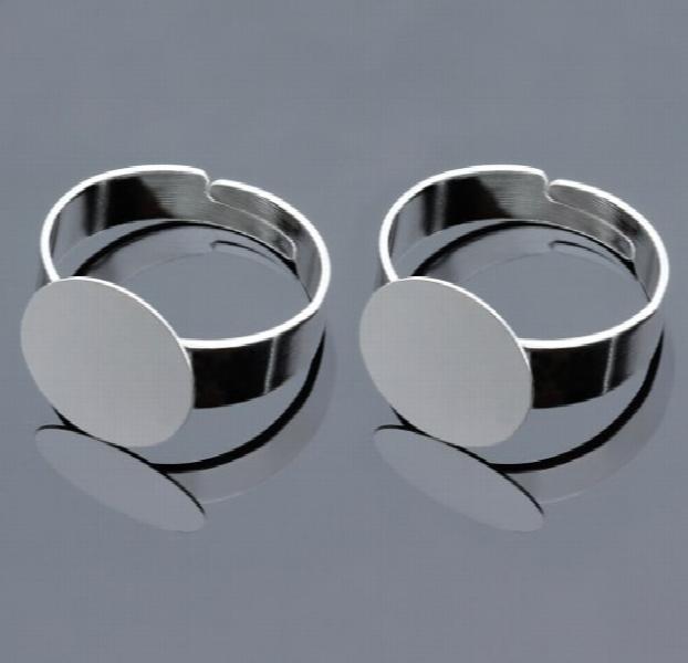 30pcs 10mm Copper Adjustable Ring Settings Blank/Base Silver Plated DIY Jewelry