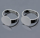 30pcs 10mm Copper Adjustable Ring Settings Blank/Base Silver Plated DIY Jewelry
