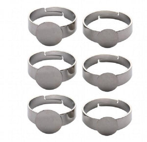 30pcs 10mm Copper Adjustable Ring Settings Blank/Base Silver Plated DIY Jewelry