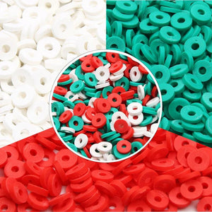 6mm Christmas Polymer Clay Beads Flat Round Multicolor Spacer Slices DIY Jewelry