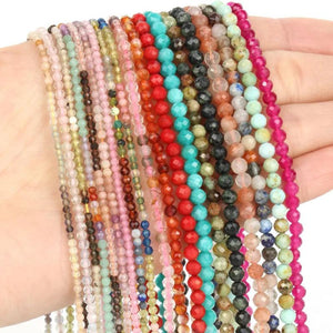 Natural Stone Beads Sunstone Amazonite Quartz Loose Spacer Waist Beads