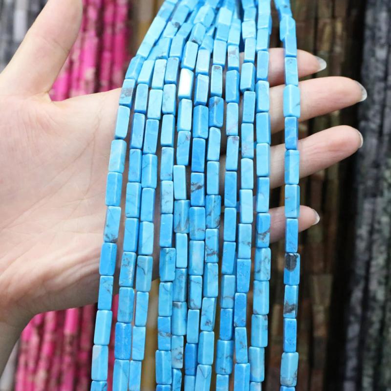 Natural Stone Rectangular Bead Agates Turquoises Beads for Jewelry Making DIY