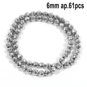 6mm Faceted Plated Hematite Beads for Jewelry Making