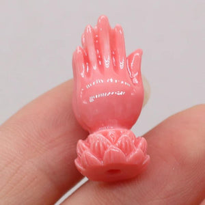 10Pcs Natural Red Guanyin Hand Shaped Coral Beads for Jewelry Making