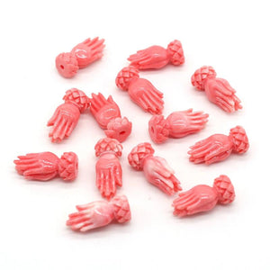 10Pcs Natural Red Guanyin Hand Shaped Coral Beads for Jewelry Making