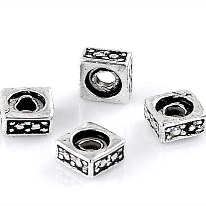 5mm Metal Spacer Beads Square Antique Silver DIY Making Bracelets 200PCs