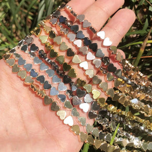 6x5mm Hematite Love Heart Beads Natural Stone Jewelry Making DIY Bracelet
