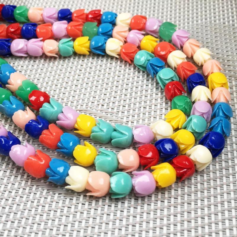Synthetic Coral Engraving Flower Beading Punch Loose Beads DIY Jewelry