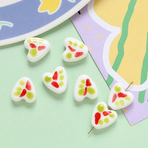 10pcs Hand-painted Ins Love Ceramic Beads DIY Jewelry Material