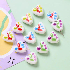 10pcs Hand-painted Ins Love Ceramic Beads DIY Jewelry Material