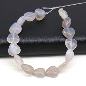 Natural Gray Agate Heart Shape Beads 16pcs for DIY Jewelry