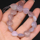 Natural Gray Agate Heart Shape Beads 16pcs for DIY Jewelry