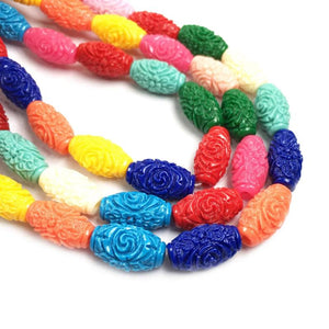 Synthetic Coral Engraving Pattern Column Shape Punch Loose Beads