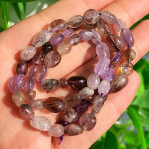 5-7mm Purple Ghost Quartz Crystal Loose Beads 15''