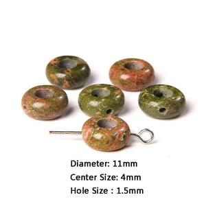 10PCS Natural Agates Big Hole Beads Round Opal Tiger Eye Loose Beads 11mm