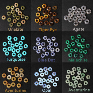 10PCS Natural Agates Big Hole Beads Round Opal Tiger Eye Loose Beads 11mm