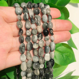 5-7mm Irregular Hawks Eye Beads 15inch