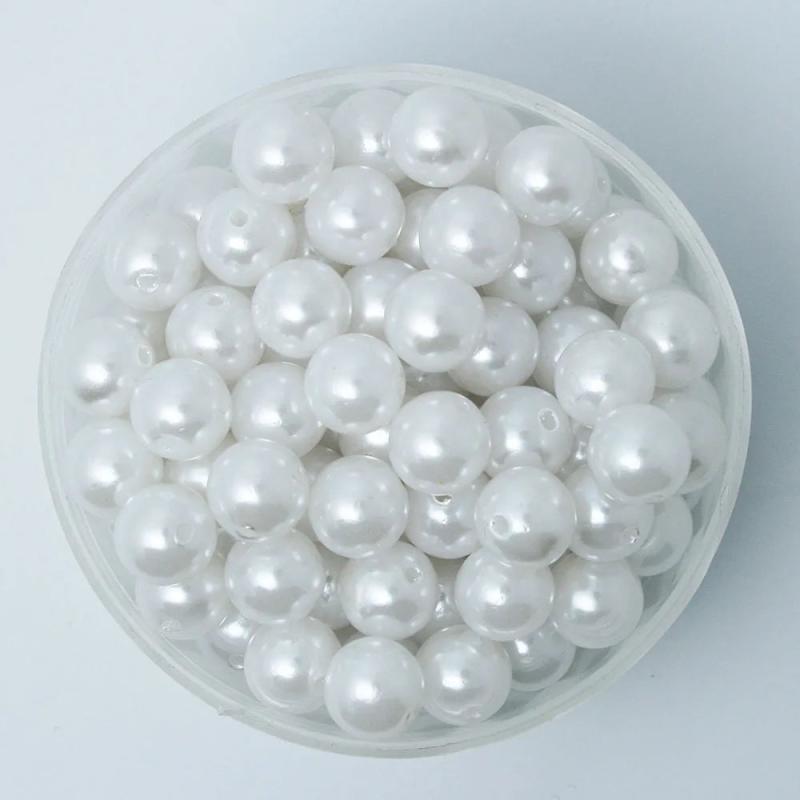 180Pcs Acrylic Pearl Round Beads 10mm Dia.