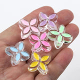 10pcs Oil Dripping Acrylic Beads Four Leaf Petal Shape Straight Hole Beads