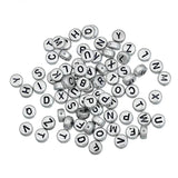 500Pcs Silver Alphabet Letter Acrylic Spacer Beads 7mm