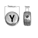 500Pcs Silver Alphabet Letter Acrylic Spacer Beads 7mm