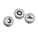 500Pcs Silver Alphabet Letter Acrylic Spacer Beads 7mm