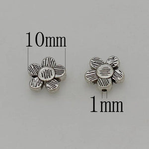 50pcs Antique Silver Sunflower Spacer Beads 10mm Floral Loose Beads D