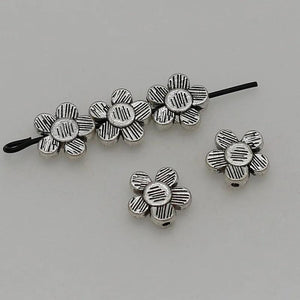 50pcs Antique Silver Sunflower Spacer Beads 10mm Floral Loose Beads D