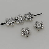 50pcs Antique Silver Sunflower Spacer Beads 10mm Floral Loose Beads D