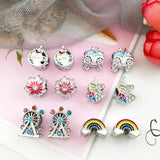 Enamel Rainbow Unicorn Spacer Beads for Jewelry Making